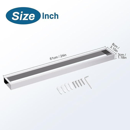 TNOMS Single Towel Bar Towel Holder Bathroom Hardware Accessories,Stainless Steel Wall-Mounted Towel Rack Towel Rail,24 Inches Polished Chrome - ModernBath