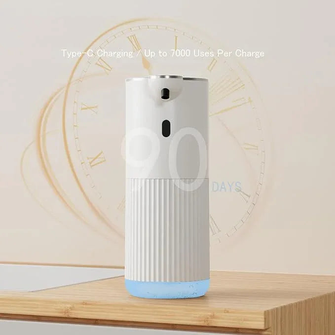 Automatic Soap Dispenser with LED (Battery% & Foam Level), 7000 Uses, 6 Foam Settings, Wall Mount/Countertop, USB-C Rechargeable, for Bathroom Kitchen, White - ModernBath