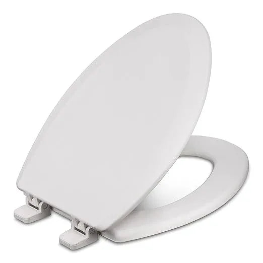 Centoco Elongated Toilet Seat, Heavy-Duty Wood Core with Plastic Scratch-Resistant Finish, 6-Pack, Residential, Made in the USA, 900-001, White - ModernBath