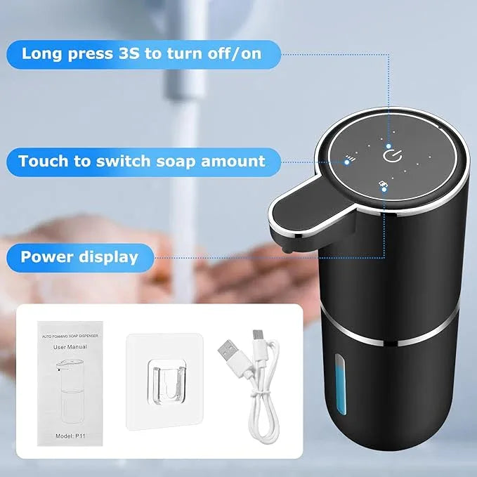 2 Pack Automatic Soap Dispensers,12.8oz/380ml USB Touchless Automatic Foaming Soap Dispenser,Rechargeabled Wall Mounted Smart Soap Dispenser for Bathroom Kitchen Dish Soap(Black) - ModernBath