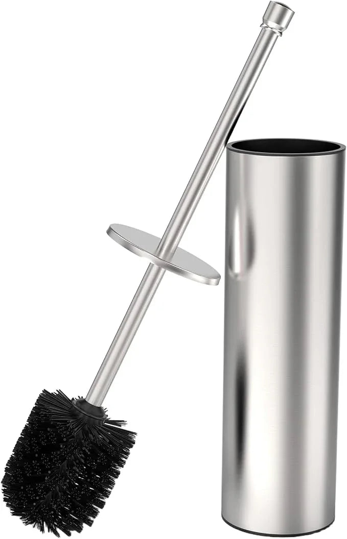 WZKALY Toilet Brush and Holder Set, Toilet Bowl Brush for Bathroom with Long Handle, Stainless Steel Toilet Cleaner Brush with Durable Scrubbing Bristles,Splash-Proof (Brushed Nickel) - ModernBath