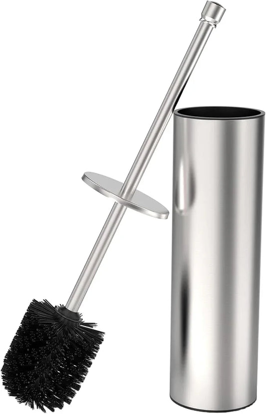 WZKALY Toilet Brush and Holder Set, Toilet Bowl Brush for Bathroom with Long Handle, Stainless Steel Toilet Cleaner Brush with Durable Scrubbing Bristles,Splash-Proof (Brushed Nickel) - ModernBath