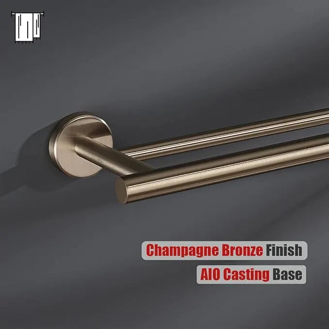JQK Double Towel Bar Champagne Bronze, 15 Inch 304 Stainless Steel Thicken 0.8mm Towel Rack Holder for Bathroom Washcloths and Hand Towels Wall Mount, Useable Length 12 Inch, TB100L12-CB - ModernBath