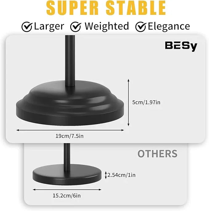 BESy Toilet Paper Holder Free Standing Bathroom Toilet Tissue Holder Stand for Floor Toilet Paper Roll Holder with Storage Hardware Accessories Rack Hand Towel Bar Matte Black Stainless Steel - ModernBath