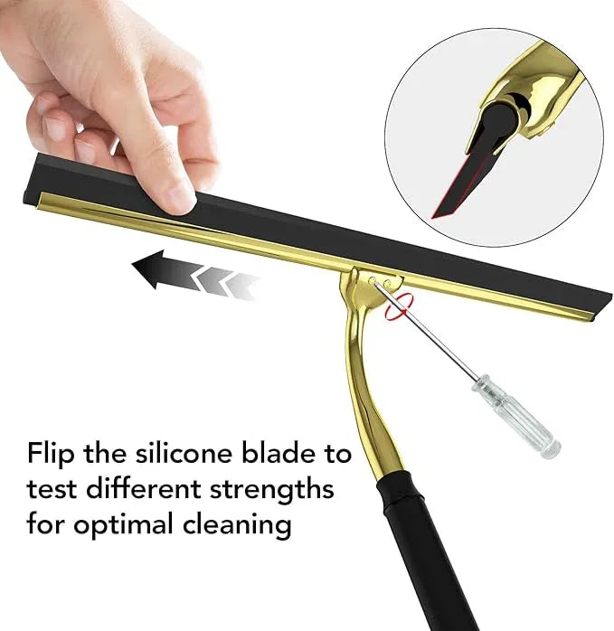 Shower Squeegee with Long Handle, 15-51" Telescopic Squeegee for Window Cleaning, Window Squeegee for Glass Doors, Extendable Window Cleaner Tool for Tile Walls, Sliding Door, Floor, Car Windshield-GD - ModernBath