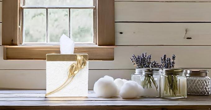 Hymmah Modern Square Tissue Box Cover Holder,Bathroom Accessories Decor Unique Design Tissue Box Cover for Bathroom Vanity Counter Tops Also Great for Bedrooms and Living Rooms - ModernBath
