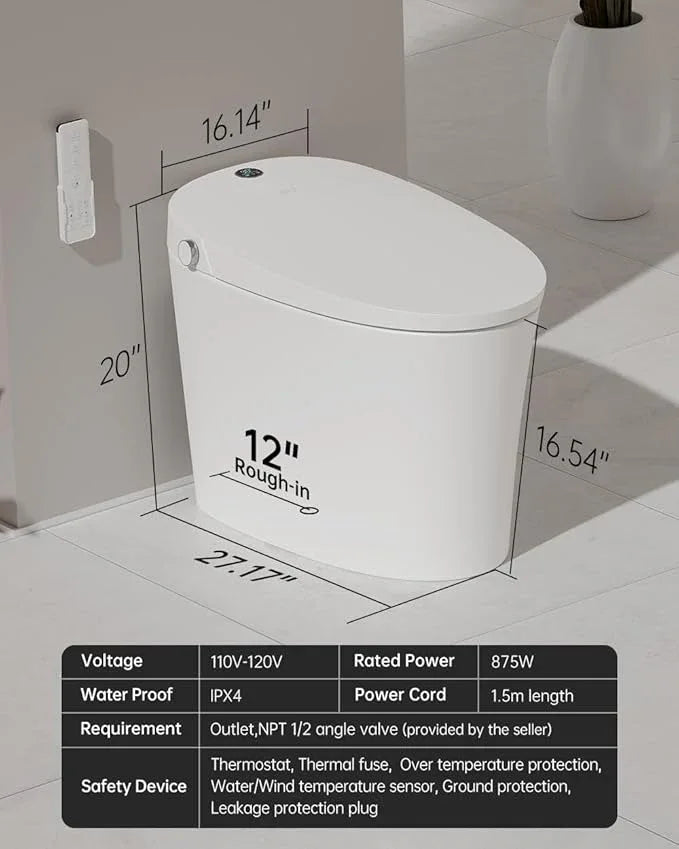 EPLO Smart Toilet Bidet with Auto Open Close,Foam Shield,1000G MaP Flush Score,ADA Comfort Chair Height,Blackout Flush,Heated Seat,Air Dryer,One Piece Modern Elongated Toilet with Tank Pump E18PRO - ModernBath