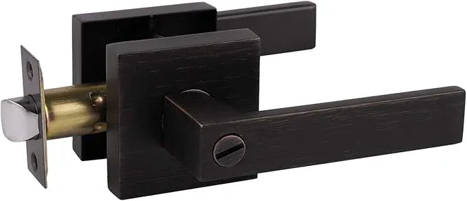 Probrico Heavy Duty Privacy Door Handle Lever with Contemporary Square Design for Home Bedroom or Bathroom in Oil Rubbed Bronze [Universal Handing] 1 Pack - ModernBath