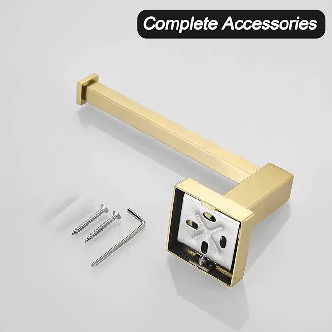 FORBATH Gold Toilet Paper Holder Towel Ring, Brushed Gold Bathroom Hardware, Hand Towel Holder Toilet Tissue Roll Holder Set, Wall Mount SUS304 Stainless Steel Bath Accessories, 2pcs - ModernBath