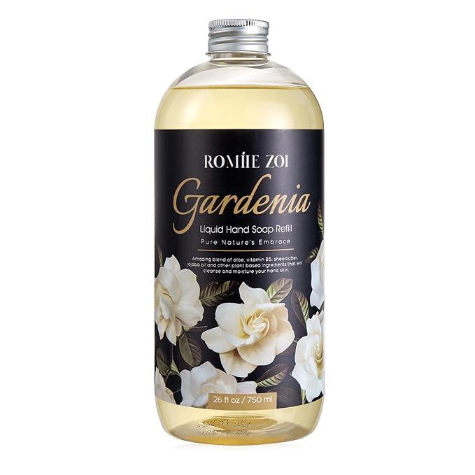 ROMIIE ZOI Liquid Hand Soap Refills, Gardenia, Gentle & Moisturizing Formula, 750 ML/ 26 FL.OZ - ModernBath