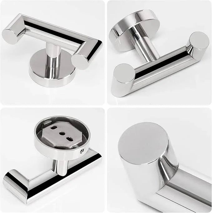 NearMoon Bathroom Double Towel Hook- SUS304 Stainless Steel Robe Towel Holder, Heavy Duty Double Coat Hook for Bathroom Livingroom Kitchen Wall Mounted (Chrome Finish-U, 4 Pack) - ModernBath