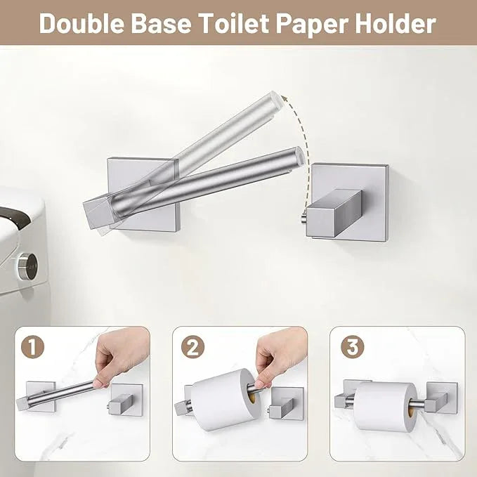 Towel Ring Set 4 Piece Bathroom Hardware Set Includes Towel Ring 2 Towel Hooks and Toilet Paper Holder Stainless Steel Wall Mounted (Brushed Nickel) - ModernBath