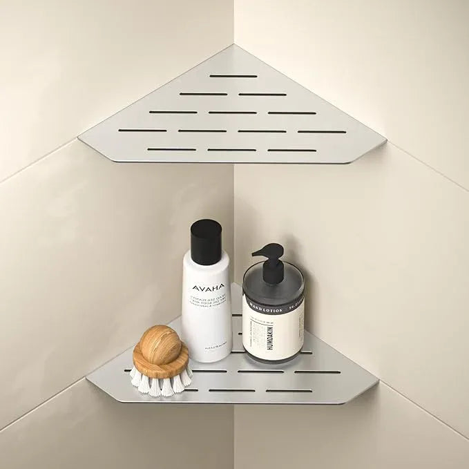 Corner Shower Shelf, 304 Stainless Steel Pentagonal Heavy Duty Floating Corner Sheves Slot Design Recessed Bathroom Shelf for Tiled Wall 2 Pack(Brushed, 8"-2 Pack) - ModernBath