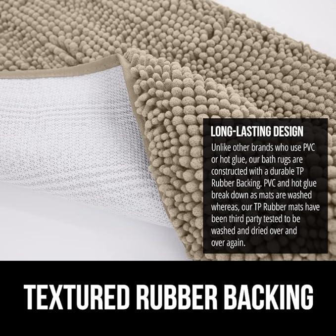 GORILLA GRIP Bathroom Rug Sets, Soft Chenille 2 Piece Area Rugs Set, Toilet Base Mat and 30x20 Carpet, Absorbent Microfiber Washable Mats Dry Quickly, Home Décor and Bath Room Accessories, Gray Beige - ModernBath