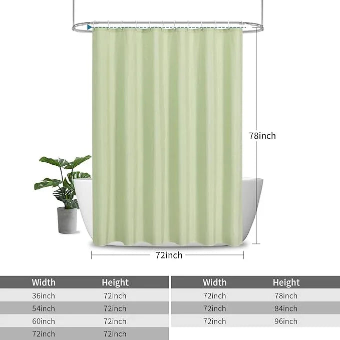 THAIGEE 2-in-1 Waterproof Long Fabric Shower Curtain or Liner,Linen Textured,78 Inch Breathable TPU & Washable Bathroom Shower Curtain Set with 12 Plastic Hooks,Modern,72"x78",Green - ModernBath