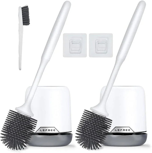 Lefree 2 Pack Silicone Toilet Brush Set with Ventilated Holder, Floor Standing & Wall Mounted Toilet Scrubber - ModernBath