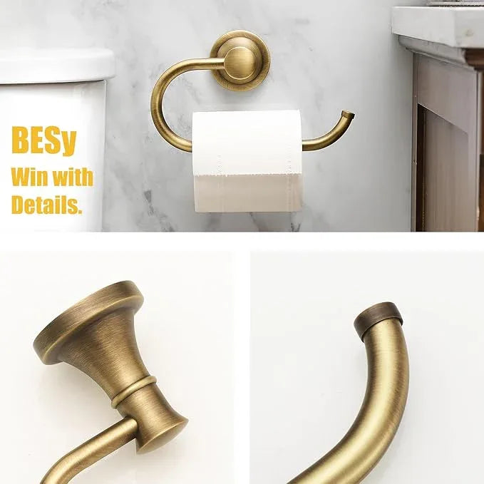 BESy Antique Brass Toilet Tissue Paper Holder Bathroom Accessories Toilet roll Paper Hanger, SUS304 Stainless Steel,Wall Mounted, Rustproof - ModernBath