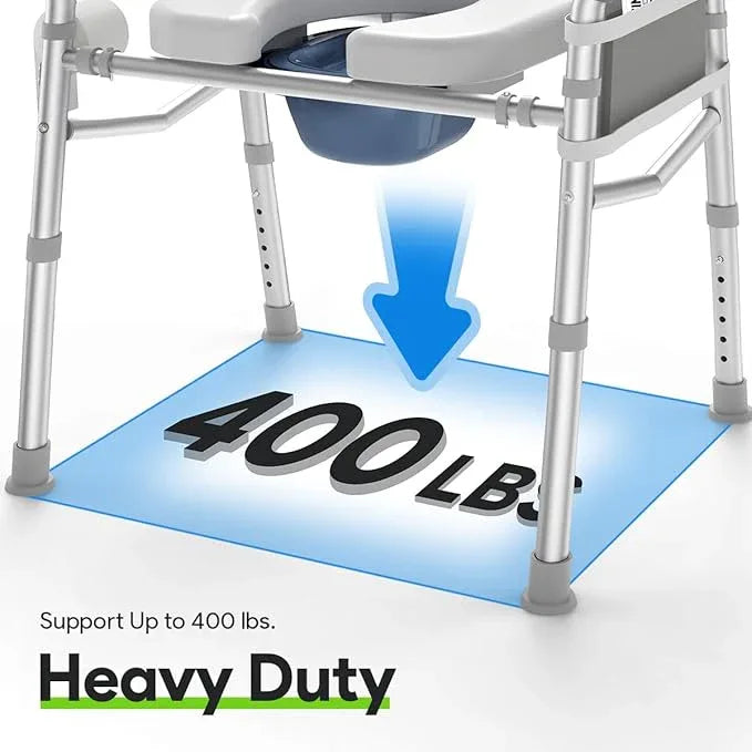 Delog Raised Toilet Seat with Handles, Heavy Duty 400lb Medical Safety Frame, Bathroom Assist Toilet Seat Raiser for Seniors - ModernBath