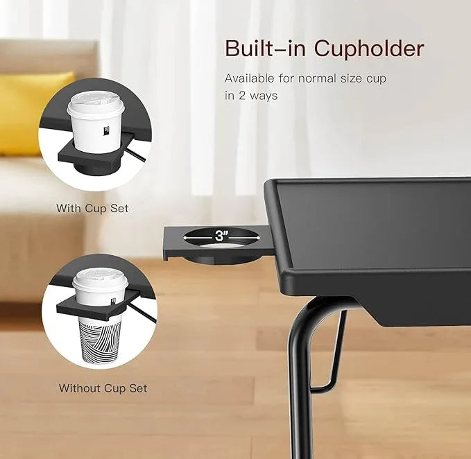 HUANUO Adjustable TV Tray Table - TV Dinner Tray on Bed & Sofa, Comfortable Folding Table with 6 Height & 3 Tilt Angle Adjustments (Black) - ModernBath