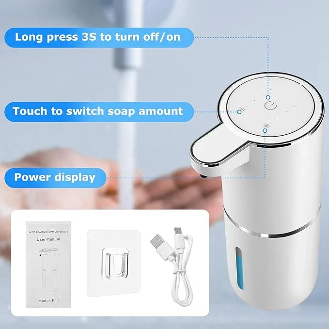 Automatic Foaming Soap Dispenser,Touchless Soap Dispenser with 4 Adjustable Foam Levels,Wall Mounted and USB Rechargeable,12.8oz Large Capacity for Bathroom,Kitchen Sink,Dish Soap - ModernBath