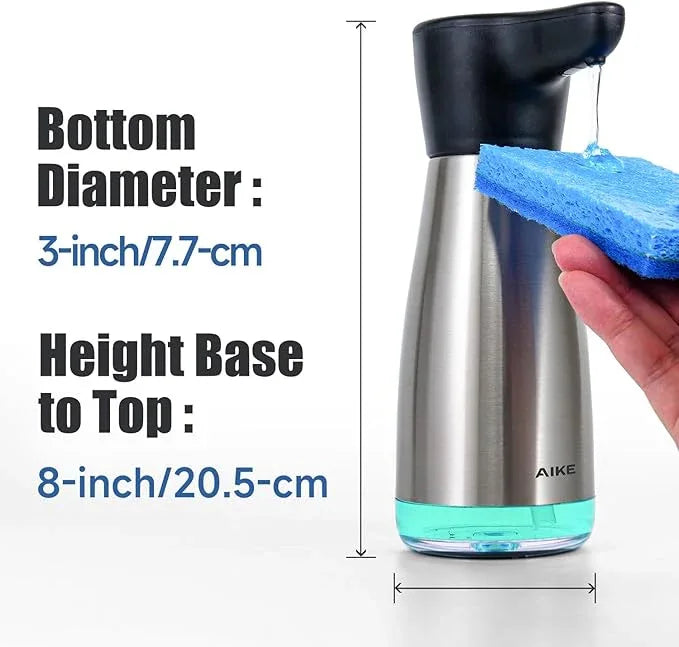 AIKE Magnetic Charging Waterproof Automatic Soap Dispenser for Liquid Soap Spot Resist Stainless Finish 14fl.oz. Model AK1337 - ModernBath