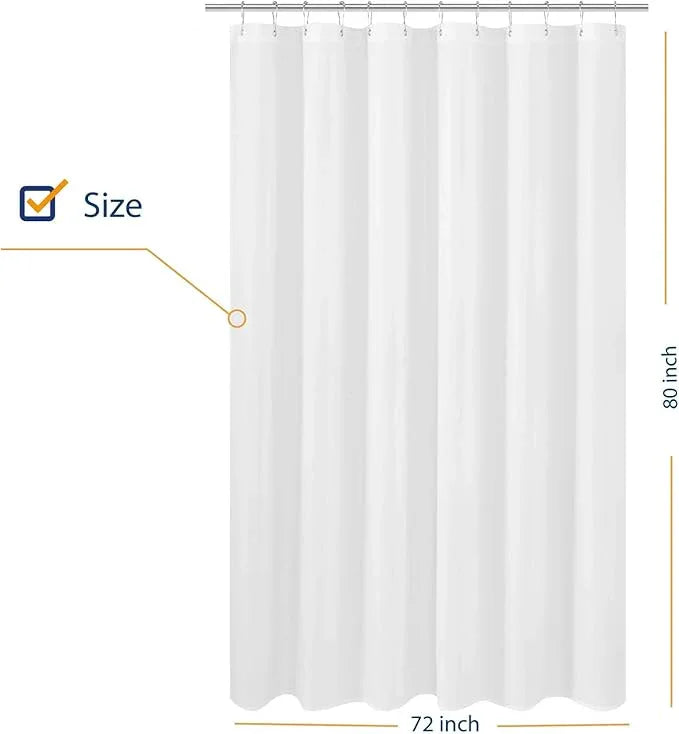 N&Y HOME Extra Long Shower Curtain Liner Fabric 72 x 80 inches, Hotel Quality, Washable, White Spa Bathroom Curtains with Grommets, 72x80 - ModernBath