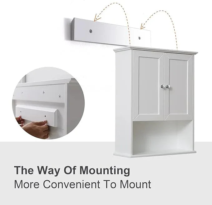 White Bathroom Wall Cabinet Over The Toilet Storage Cabinet, 24x30 Inch Wood Medicine Cabinets Wall Mounted Bathroom Cabinet with Doors for Laundry Room, Bedroom Kitchen - ModernBath