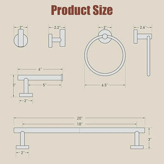 Brushed Gold Towel Bar Set, 18 Inch Bathroom Accessories Set, Wall Mounted Bathroom Hardware Set, Durable SUS304 Stainless Steel, 5-Piece - ModernBath