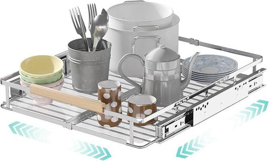 Expandable Pull Out Cabinet Organizer, Adjustable Width:12.3~18.5''W x 22.5''D Under Sink Organizer, Drawer Storage Shelves for Kitchen, Bathroom, Closet, Pantry, Cupboard, Pots, Pans - ModernBath