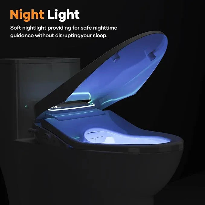 MIJIC Toilet Bidet Seat, Elongated Toilet Seat Slow Close, Electric Heated Toilet Seat With Instant Warm Water & Dryer, Feminine & Front Rear Wash & Self-Clean Nozzle, Night Light, Air Deodorizer - ModernBath