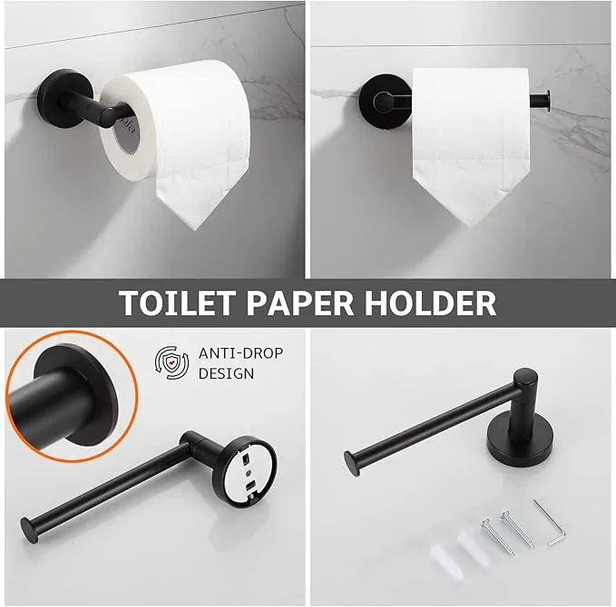 BGL Bathroom Hardware Set Matte Black 4-Pieces Bathroom Towel Rack 24 Inches Adjustable Bathroom Accessories Set - ModernBath