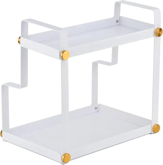 FFK 2 Tier Bathroom Countertop Organizer,Cosmetic Organizer,Storage Shelf for Bathroom,Ideal for Cabinet, Countertop, Pantry, and Desktop, for Bathroom, Kitchen, Office(White) - ModernBath