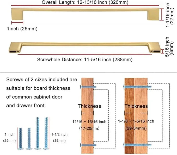 KOOFIZO 5 Pack 11-5/16 Inch Brushed Gold Kitchen Cabinet Pulls Gold Cabinet Handles Gold Cabinet Hardware for Kitchen Cabinets Drawer P01 Dresser Cupboard Bedroom Bathroom - ModernBath