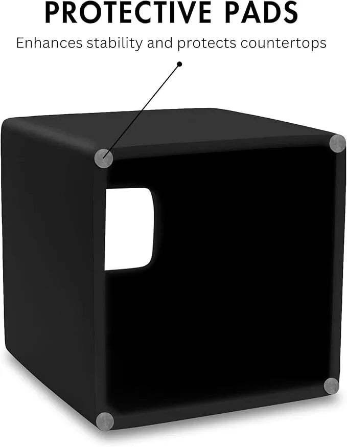 Yew Design Matte Black Square Tissue Box Cover, Decorative Tissue Box Dispenser for Bathroom, Parlors, Office, Bedroom Dresser, Vanity Countertop, Nightstand, Car, and Desk - ModernBath