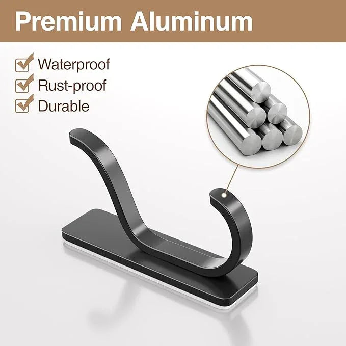 pickpiff Adhesive Wall Coat Hooks - Heavy Duty Stick-On Door Hanger, Metal Hook for Hanging Towel,Purse, Robe, Backpack, Jacket, Clothes - for Bathroom,Dorm, Closet, Kitchen - Black, 4 Pack - ModernBath