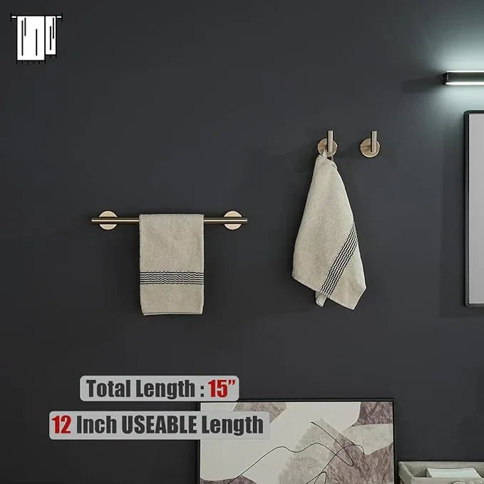 JQK Champagne Bronze Towel Bar, 15 Inch 304 Stainless Steel Thicken 0.8mm Towel Rack Bathroom, Towel Holder Wall Mount, Useable Length 12 Inch, TB110L12-CB - ModernBath
