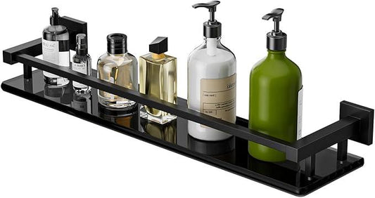 Alise Bathroom Shelves,Matte Black Glass Shelf for Bathroom, Modern Floating Shelves,20 inch - ModernBath
