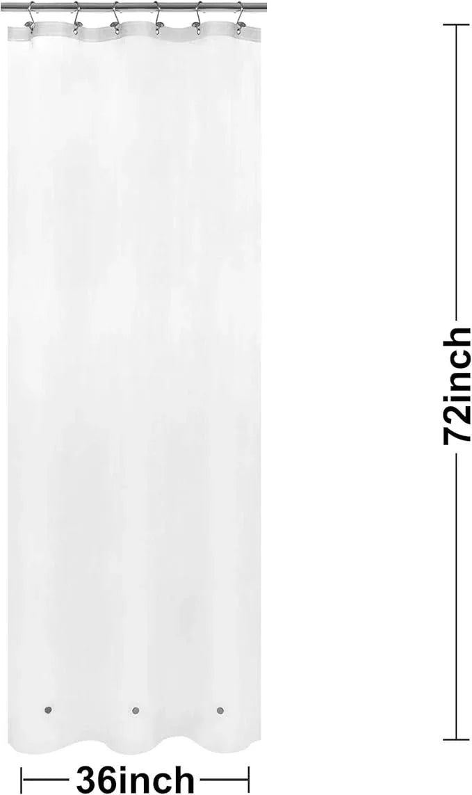 Barossa Design Frosted Stall Shower Curtain Liner with 3 Magnets - 36" x 72", Waterproof PEVA Shower Liner for Small Bathroom Stall, PVC Free, Metal Grommets - Frost, 36X72 - ModernBath