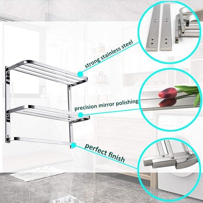 30 Inch Bathroom Towel Rack Towel Bar, 2-Tier Towel Rack Floating Shelf for House Lavatory and Hotel, Mounting Hardware Included,Polished Chrome - ModernBath