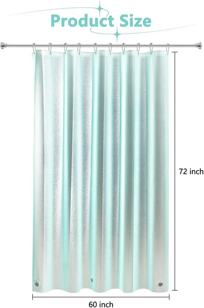 Seenus Teal Glitter PEVA Shower Curtain 60 x 72 inch, Waterproof Plastic Sparkle Shower Curtain Liner with 3 Large Magnets, Dreamy Shimmery Bathroom Stall Shower Curtain Aqua Green - ModernBath