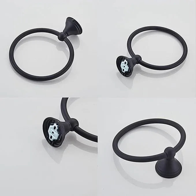 Towel Ring for Bathroom, Matte Black Hand Towel Holder 1 Pack, Bathroom Accessories and Towel Racks for Bathroom Wall Mount - ModernBath