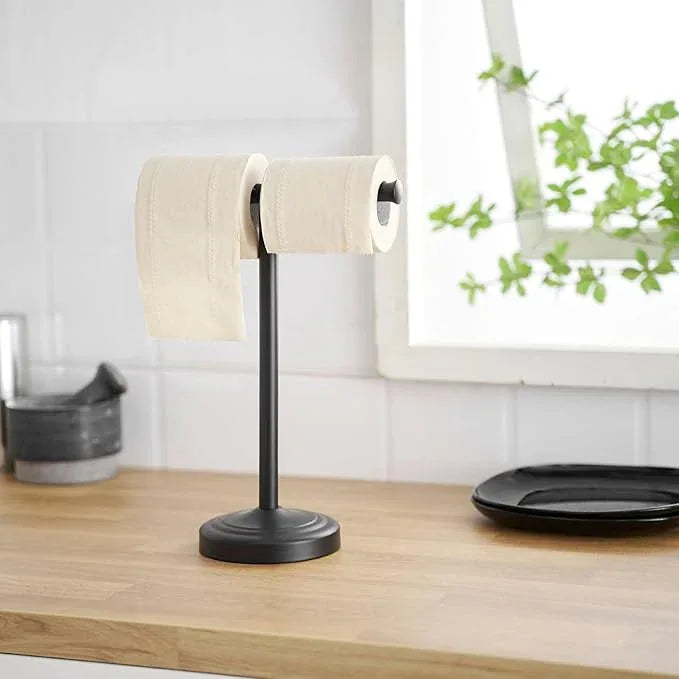 RUMOSE 13 Inch Matte Black Towel Stand Hand Towel Holder Bathroom Kitchen Vanity Countertop T-Shape Towel Rack Free Standing Stainless Steel Towel Bar Towel Ring - ModernBath