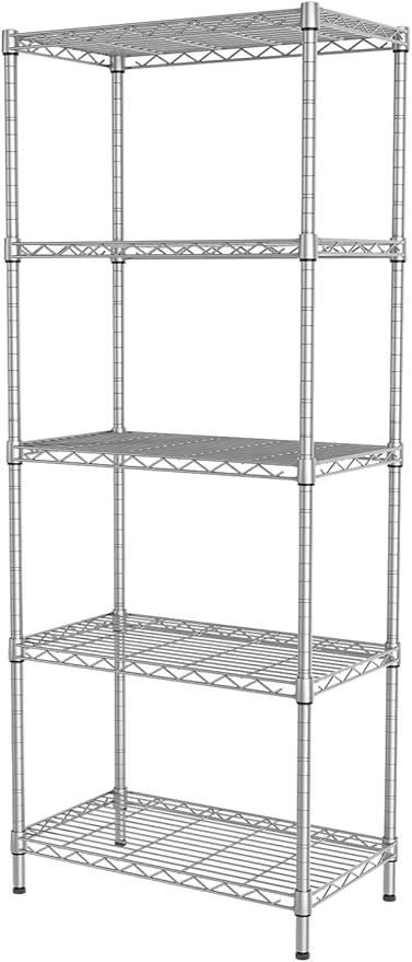 SINGAYE Shelf Wire Shelving Adjustable Storage Shelves Rack Standing Units for Kitchen Closet Laundry Bathroom Organizers Metal Pantry Narrow Mesh Gaps 12" D x 22" W x 59" H Gray - ModernBath