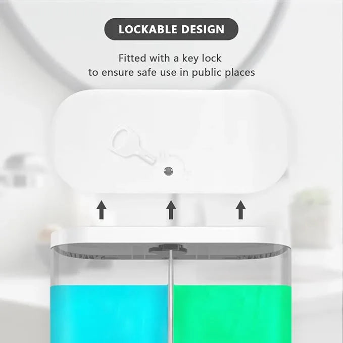 Double Automatic Soap and Shower Dispenser Wall Mount 2 Chambers Dispenser IPX5 for Bathroom No Drill (White - Liquid&Foam) - ModernBath