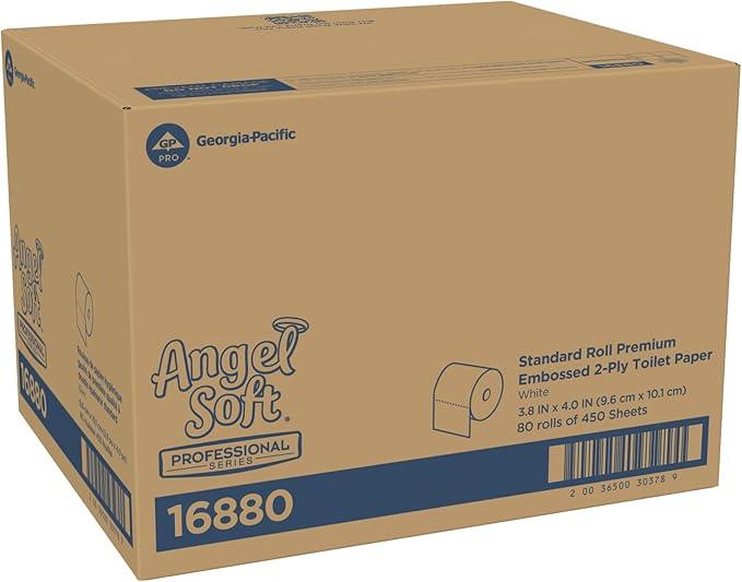 Georgia-Pacific Angel Soft Toilet Paper, 16880, Bulk Case of 80 Rolls, 450 Sheets Per Roll, Individually Wrapped, 2-Ply Soft and Strong Toilet Tissue - ModernBath