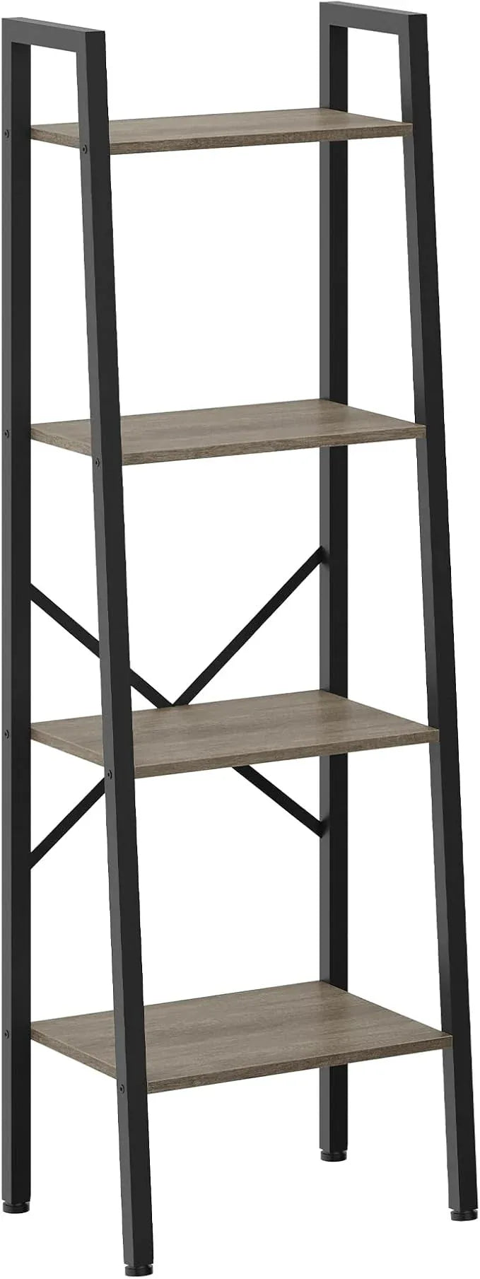 Hoctieon 4-Tier Industrial Ladder Bookshelf, Narrow Ladder Shelf, Tall Standing Bookshelf, Skinny Open Ladder Shelf, for Living Room, Home Office, Kitchen, Bedroom, Metal Frame, Greige - ModernBath