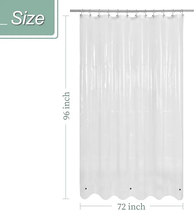Mrs Awesome Extra Long Shower Curtain Liner 96" Length, Ceiling to Floor XL PEVA Plastic Shower Curtain for Bathroom Lightweight & Waterproof, 72 x 96, Clear - ModernBath