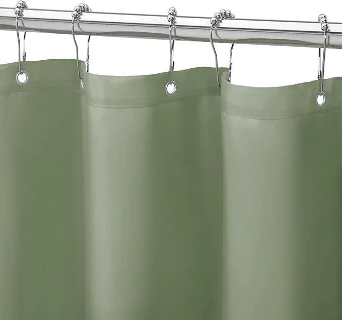 Gibelle 2 Pack Sage Green Fabric Shower Curtain or Liner, 72x72 Waterproof Shower Curtain Liner for Bathroom with Metal Grommets and 12 Plastic Hooks, Soft Cloth & Hotel Quality, Machine Washable - ModernBath