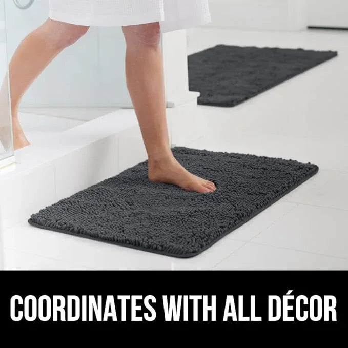 GORILLA GRIP Bathroom Rug Sets, Soft Chenille 2 Piece Area Rugs Set, Toilet Base Mat and 30x20 Carpet, Absorbent Microfiber Washable Mats Dry Quickly, Home Décor and Bath Room Accessories, Charcoal - ModernBath