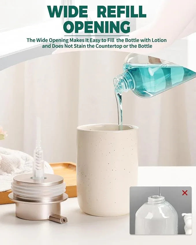 BosilunLife Lotion Pump Dispenser - Aprcot Soap Dispenser Bathroom Ceramic Dish Liquid Soap Dispenser for Kitchen, Bathroom Countertop Soap Dispensers (Apricot, Liquid Pump) - ModernBath